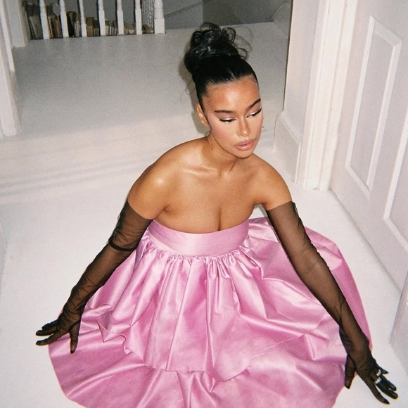 ROTATE by BIRGER CHRISTENSEN Carmina Tiered Ruffle Dress in Prism Pink Size 6 - Picture 4 of 16